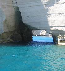 Sea cave Milos Greece